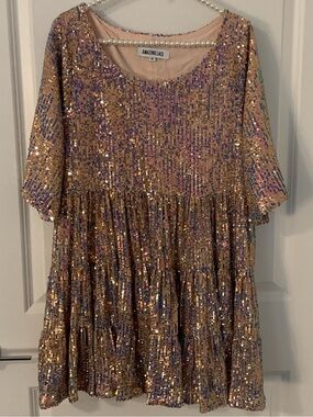 Amazing Lace My Queen Sequin Baby Doll Unicorn Color Dress